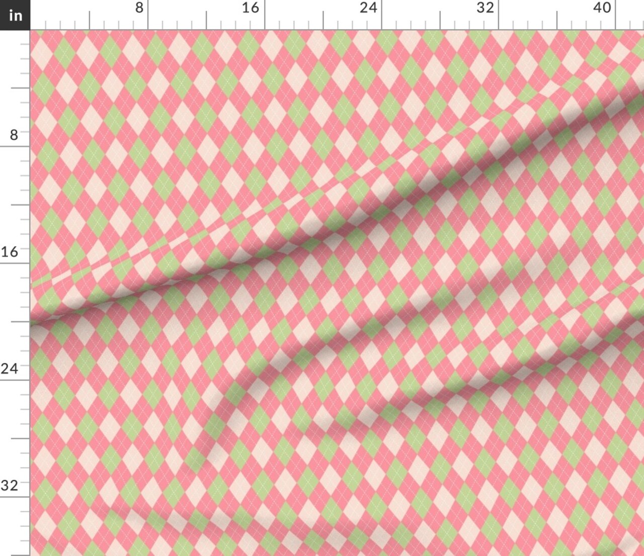 Preppy Argyle Plaid Diamond Retro Geometric Feminine Golf Custom Printed Fabric by Spoonflower Various Fabrics by the Yard or Fat Quarter